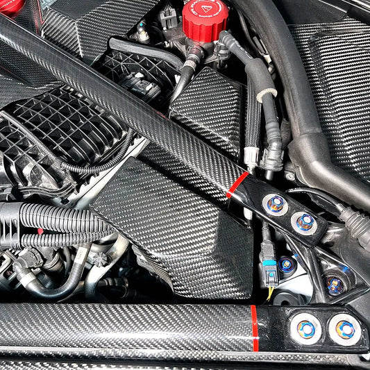 Engine bay cover side carbon in car