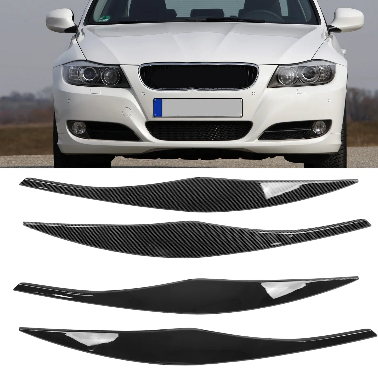 Headlight eyebrows cover BMV 3 Serie E90 E91 E92 E93 black carbon