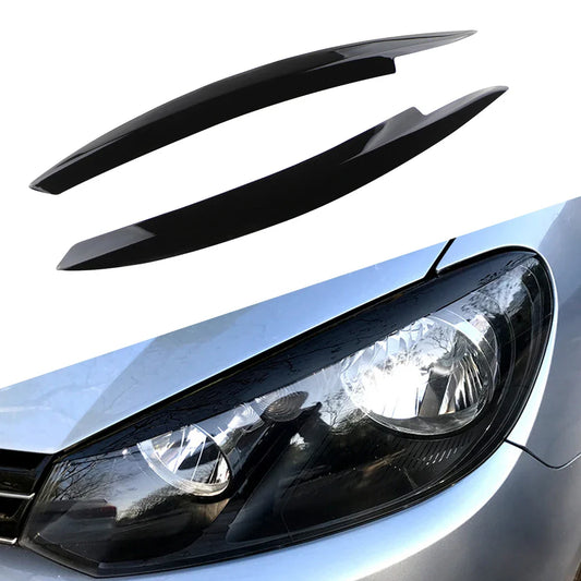 Headlight eyebrows cover Golf 6 black on car