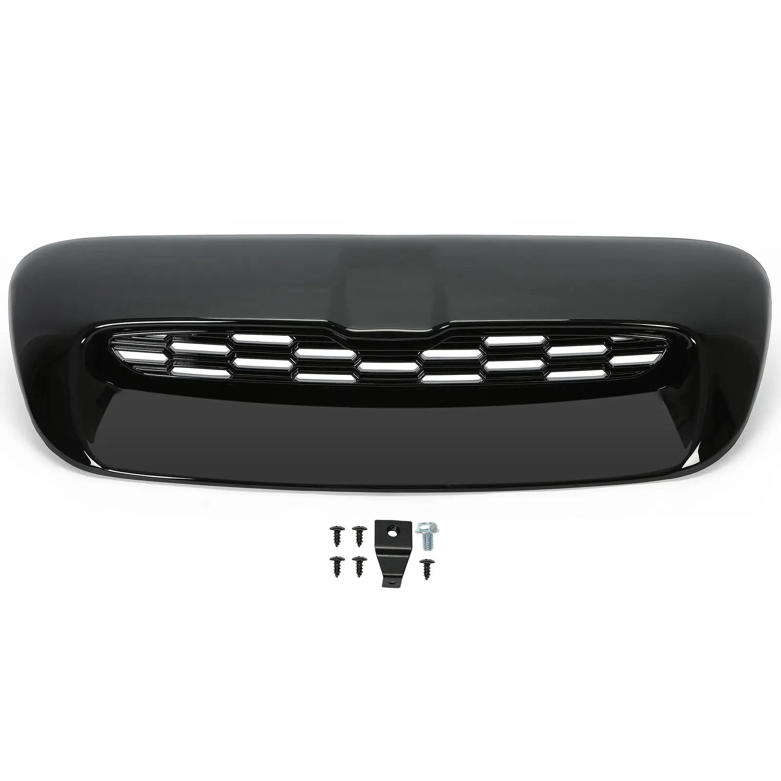 Hood scoop Mino Cooper S R55 R56 R57 R58 R59 black closeup with screws