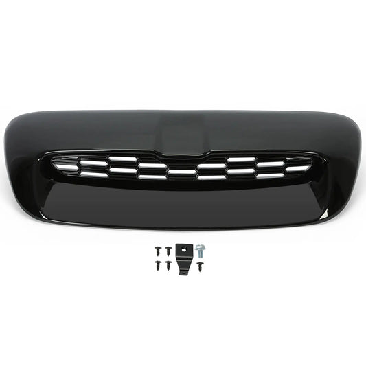 Hood scoop Mino Cooper S R55 R56 R57 R58 R59 black closeup with screws