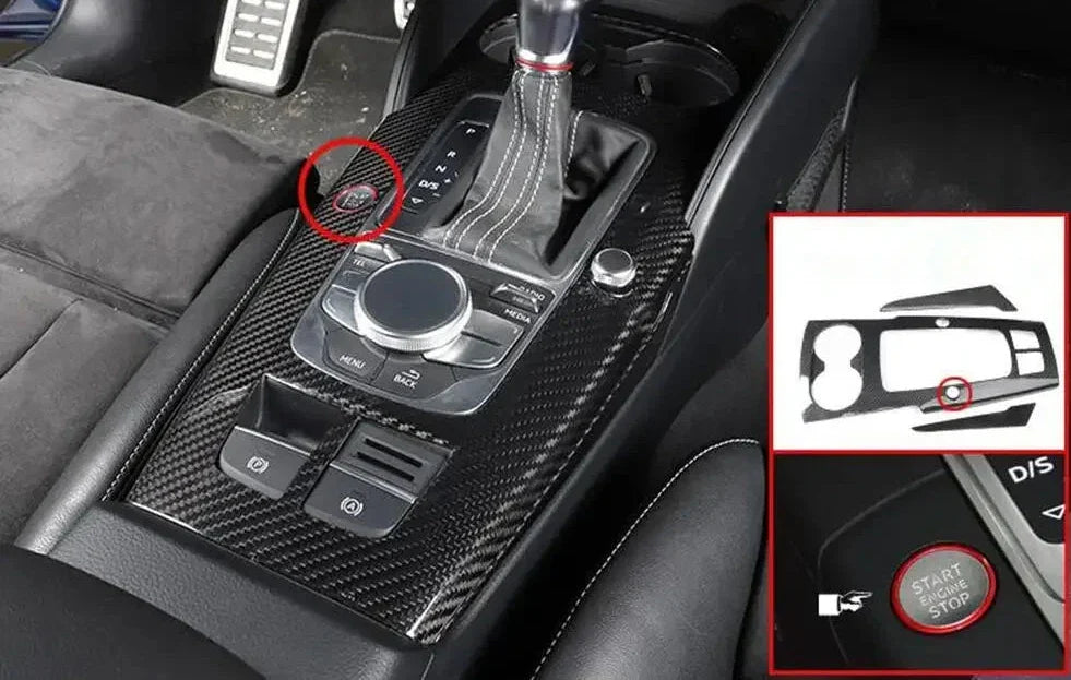 Mid console cover carbon with start stop button