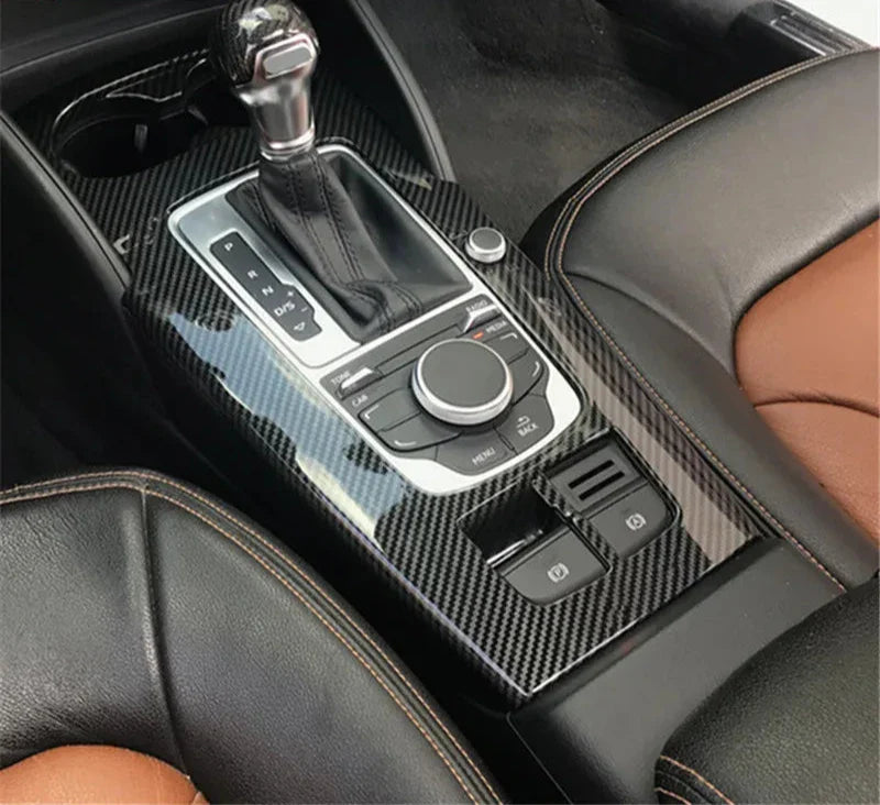 Mid console cover carbon in car
