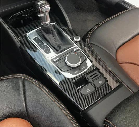 Mid console cover carbon in car