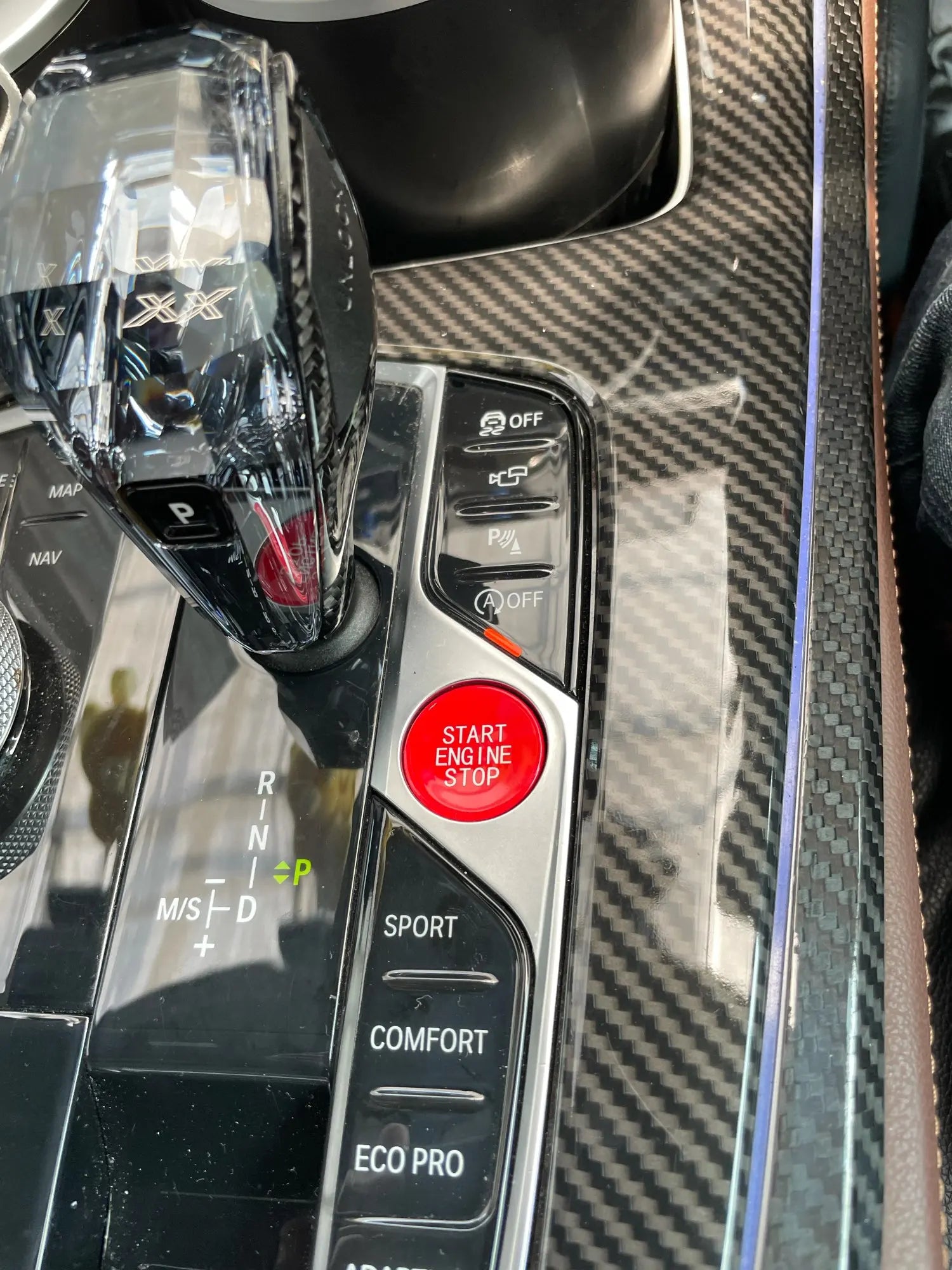 Start stop button red in car