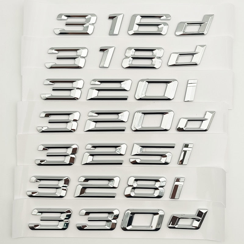 BMV trunk letters 3 series silver