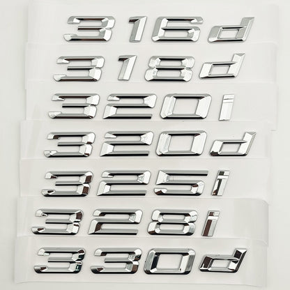 BMV trunk letters 3 series silver