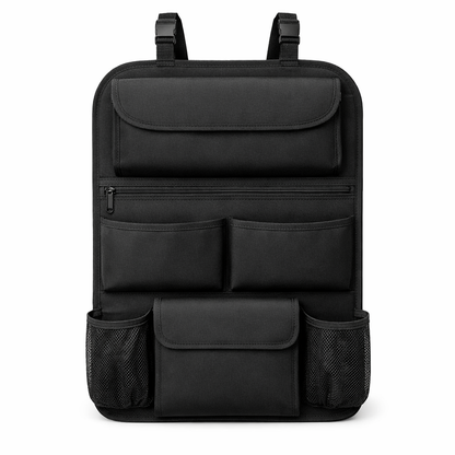 Back Seat Storage Pocket Organizer — Enhanced / Black / With Extra Pockets