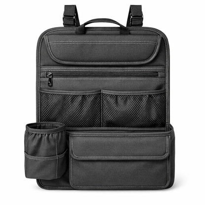 Back Seat Storage Pocket Organizer — Sport / Charcoal / With Decorative Stitching