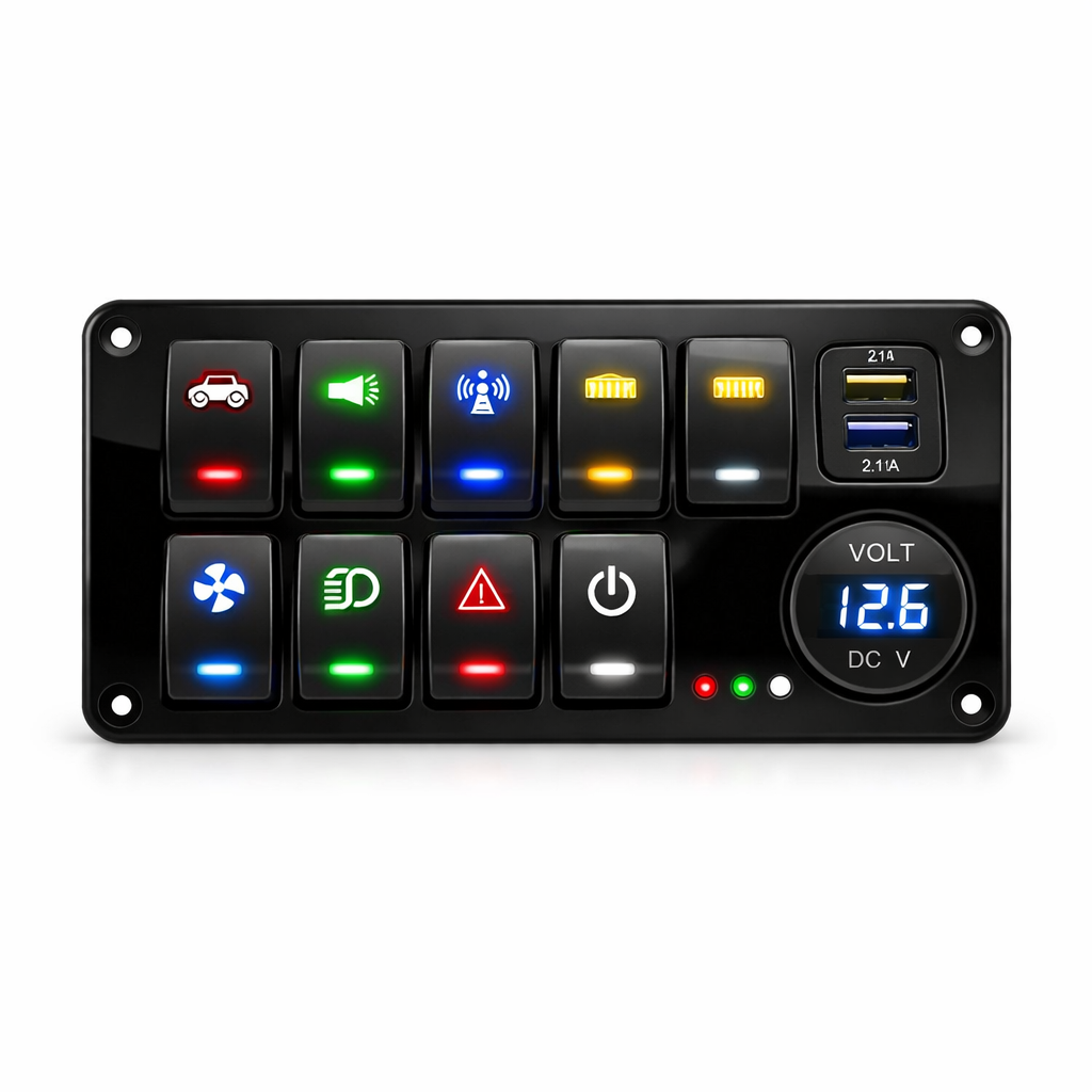 Dashboard Switch Panel — Black / LED / Medium