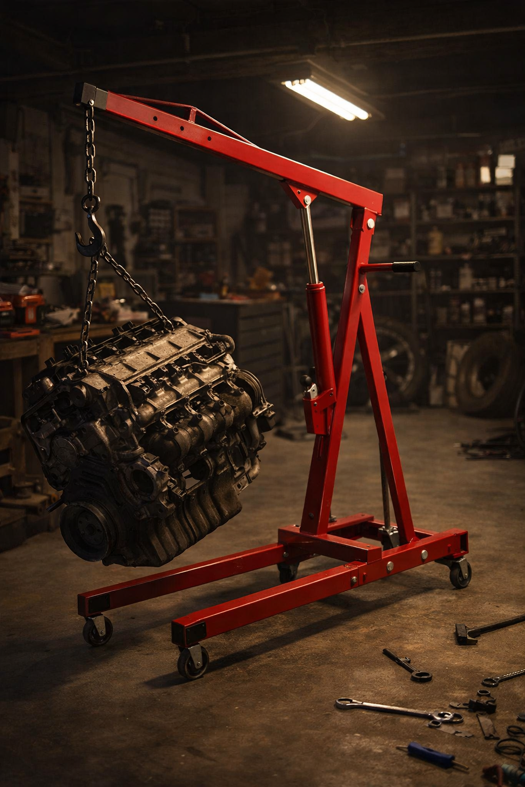 Engine Hoist / Hydraulic Shop Crane — functional